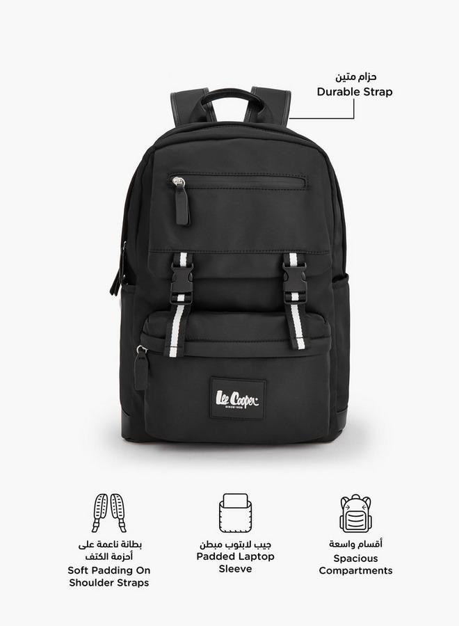 Lee Cooper Solid Backpack With Buckle Closure - Image 2