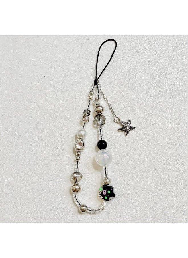 Generic Rose Starfish Phone Lanyard Women's Beaded Keychain & Wristband for Phone Camera Wallet  - Image 1