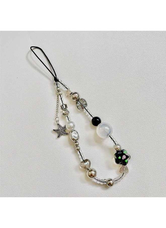 Generic Rose Starfish Phone Lanyard Women's Beaded Keychain & Wristband for Phone Camera Wallet  - Image 2