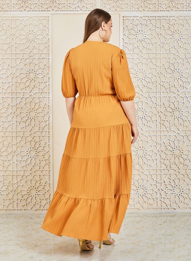 Styli Button Detail Tiered Maxi Dress  - Image 4