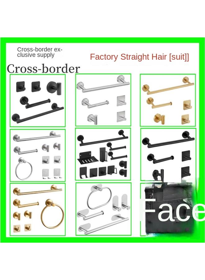 Bathroom Suit Stainless Steel Suit Bathroom Hardware Pendant Full Set Of Hooks Towel Bar Round Tube Suit In Stock - Image 2