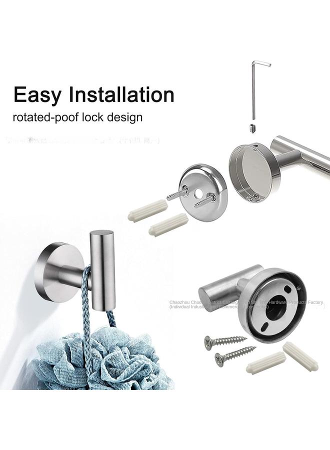 Bathroom Suit Stainless Steel Suit Bathroom Hardware Pendant Full Set Of Hooks Towel Bar Round Tube Suit In Stock - Image 5