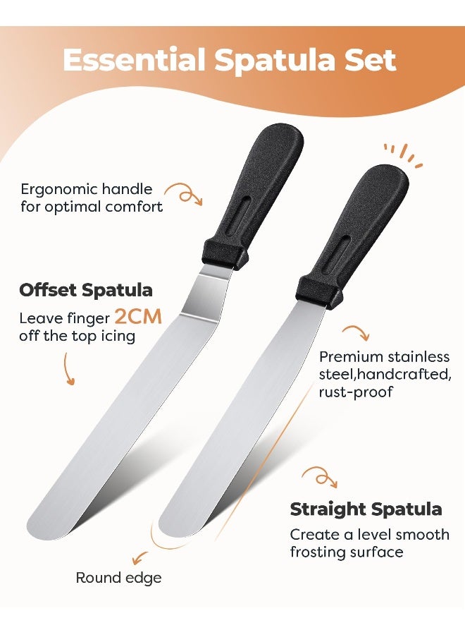 Kootek Cake Decorating Kit Baking Supplies Cake Turntable with 2 Frosting Straight Angled Spatula 3 Icing Smoother Scrapers Baking Accessories Tools for Beginners and Pros, White - Image 4