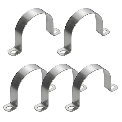 AKIHISA 3.5 Inch Heavy Duty 2 Hole Strap,5 PCS U-Tube Strap Clamp,Stainless Steel-304 Rigid U Bracket Pipe Strap Clamp,Wire Pipe Cable Clips Fastener(ID 89mm) - Image 1