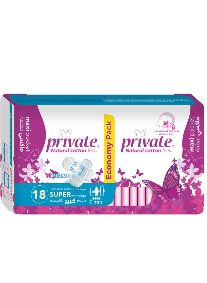 Private Private Maxi Pocket Super 18 Pads 