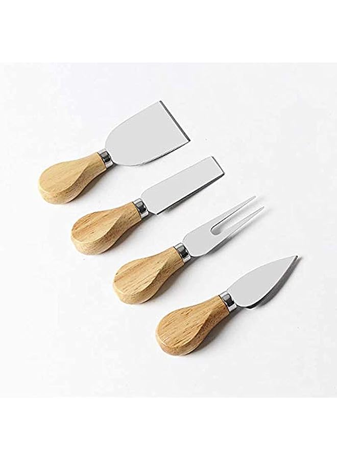 Raxoom Pieces Set Cheese Knives with Bamboo Wood Handle Steel Stainless Cheese Slicer Cheese Cutter (Bamboo Handle) - Image 1
