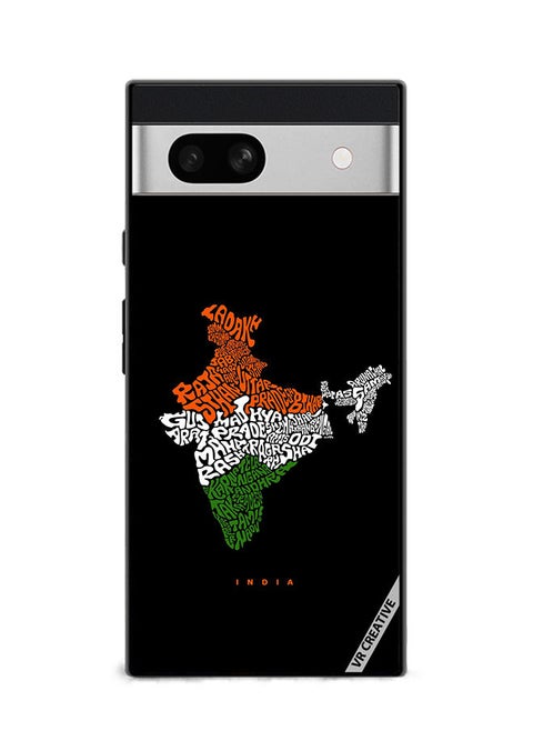 Protective Case Cover For Google Pixel 7a India Map With All Indian States Name Design Multicolour