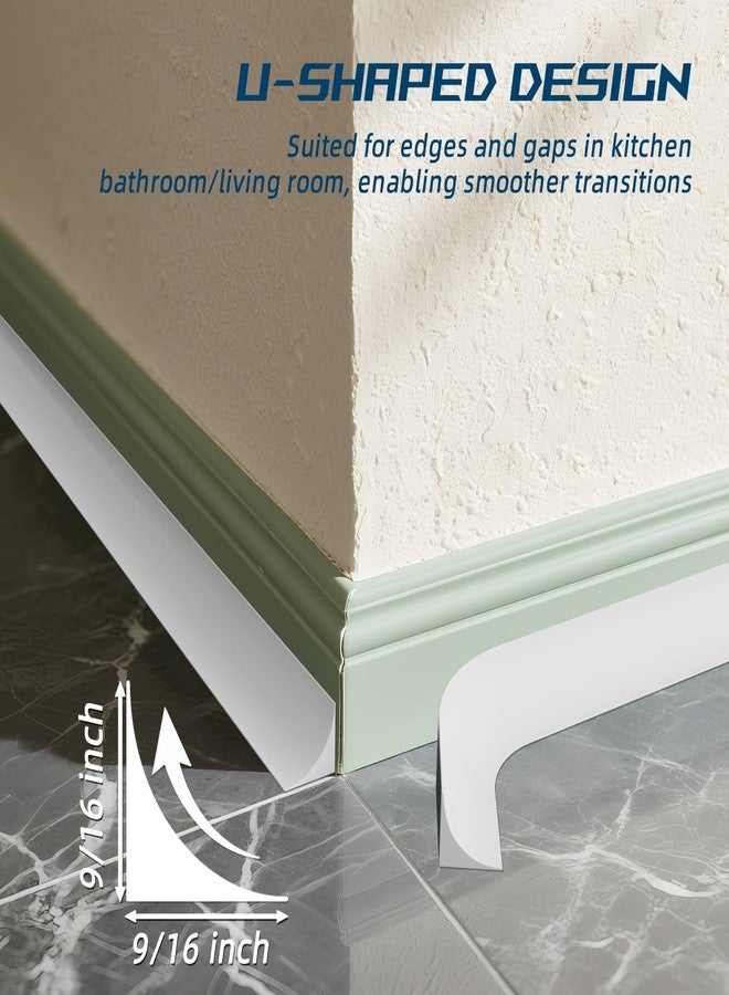 ESUFEIR Flexible Quarter Round Molding Trim - Peel and Stick Silicone Caulk Strip,Shoe Molding for Floor Edge,Wall Corner,Staircase,Cabinet,Baseboard and Window Sill in Bathroom/Kitchen/Living Room,118 Inch - Image 2