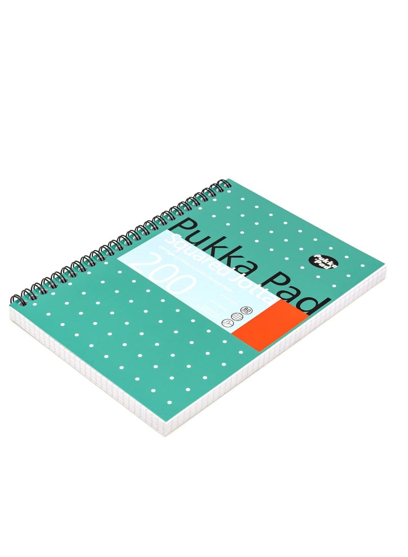 Pukka Pad 1 Pukka Pad, A5 Squared Jotta Book 1-Pack – 21 x 14.9cm - Wirebound Notebook with 5mm Squares on 80GSM White Paper with Perforated Edges for Easy Removal - 200 Pages - Image 1