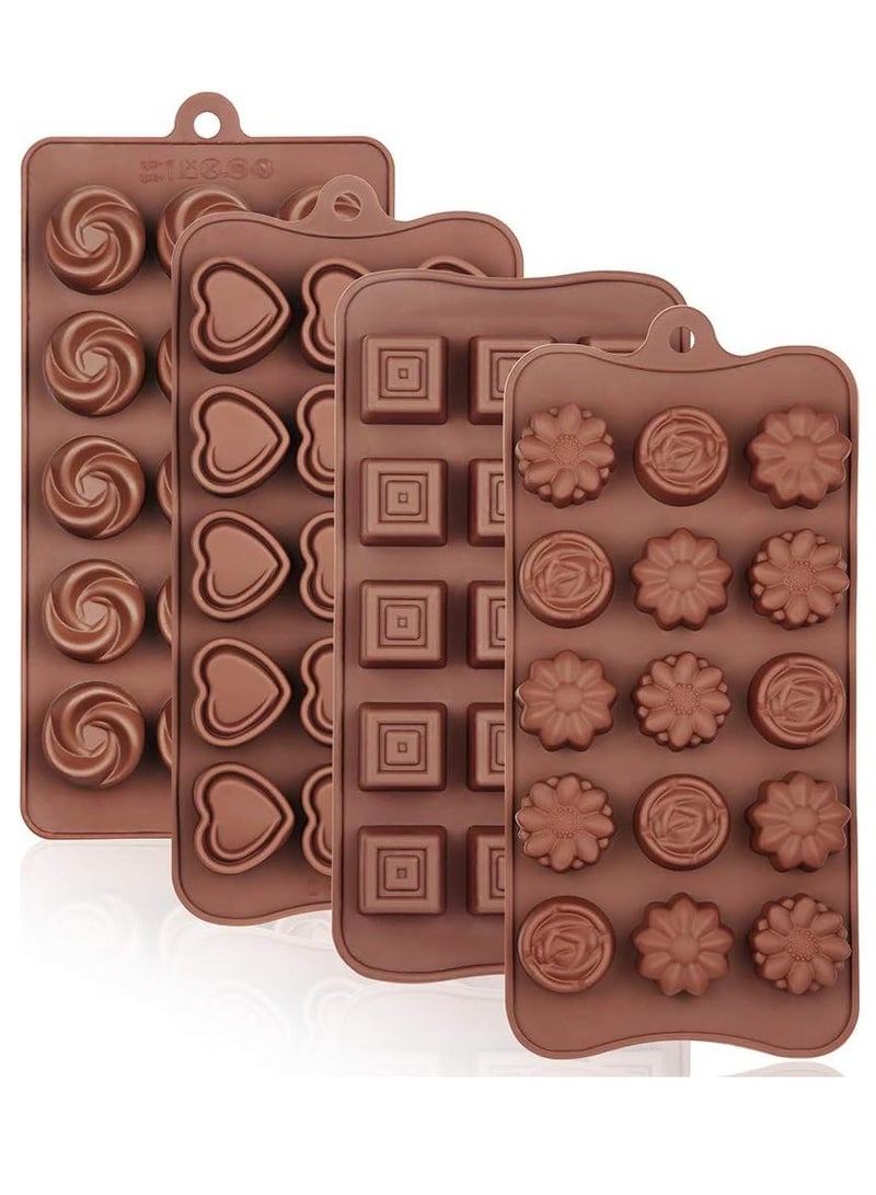general 4 Packs Silicone Molds for Chocolate, Food Grade no-stick Baking, candy and butter Mold with different shape - Image 1