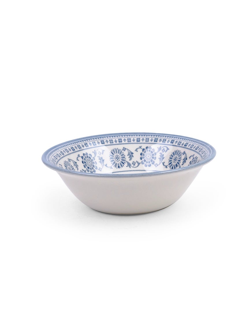 Claytan Plethora 6 inch Floral Pattern Porcelain Cereal & Breakfast Bowl (White, Set Of 1) - Image 1