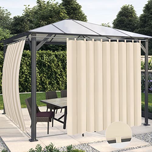 OutdoorLines OutdoorLines Waterproof Outdoor Curtains for Patio  Windproof Tab Top Gazebo Curtain Panels  Privacy Sun Blocking Outside Curtain Set for Porch Pergola and Cabana 110 x 108 inch Beige 2 Panels 