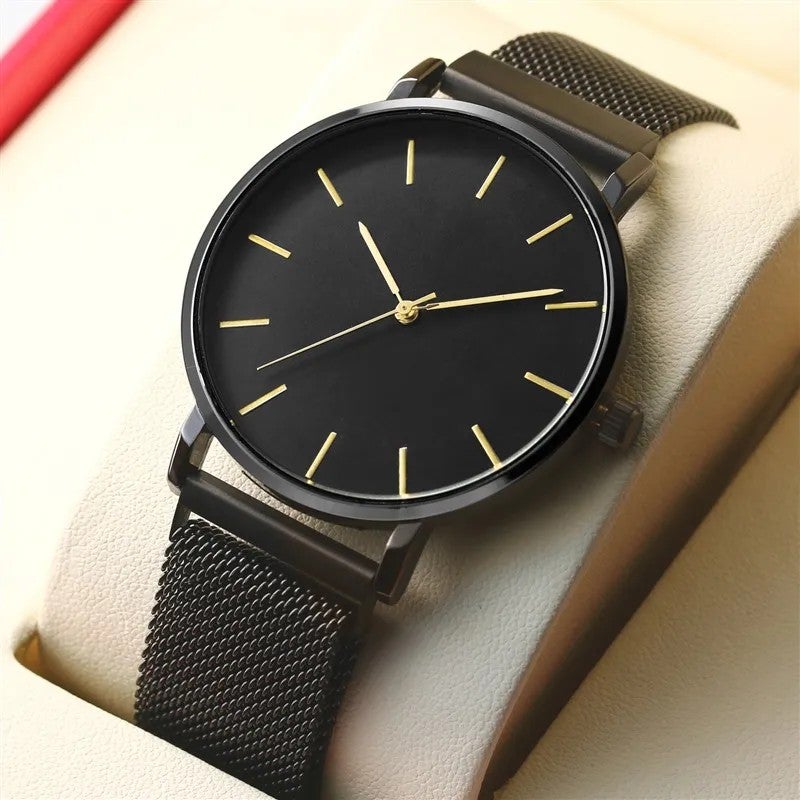 Y&D High Quality Minimalism Thin Men and Women Watch Stainless Steel Magnetic Mesh Strap Quartz Watch Gift Men Wristwatch No logo - Image 1