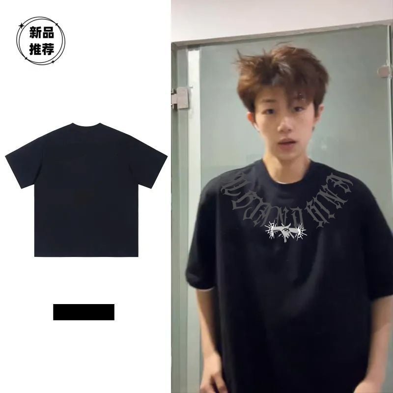 190G High Street Eye Printing Niche Short Sleeve T-Shirt Men'S And Women'S Cotton Loose Tide Brand Clothes For Lovers - Image 5