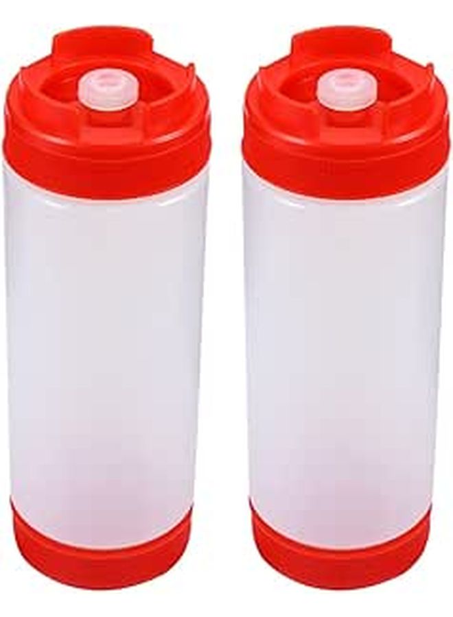 Red 20oz Double Headed Sauce Squeeze Bottles Set For Kitchen Dining - Image 1