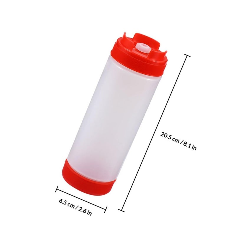 Red 20oz Double Headed Sauce Squeeze Bottles Set For Kitchen Dining - Image 3