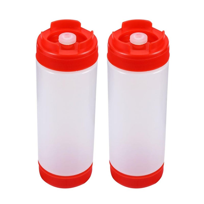 Red 20oz Double Headed Sauce Squeeze Bottles Set For Kitchen Dining - Image 2