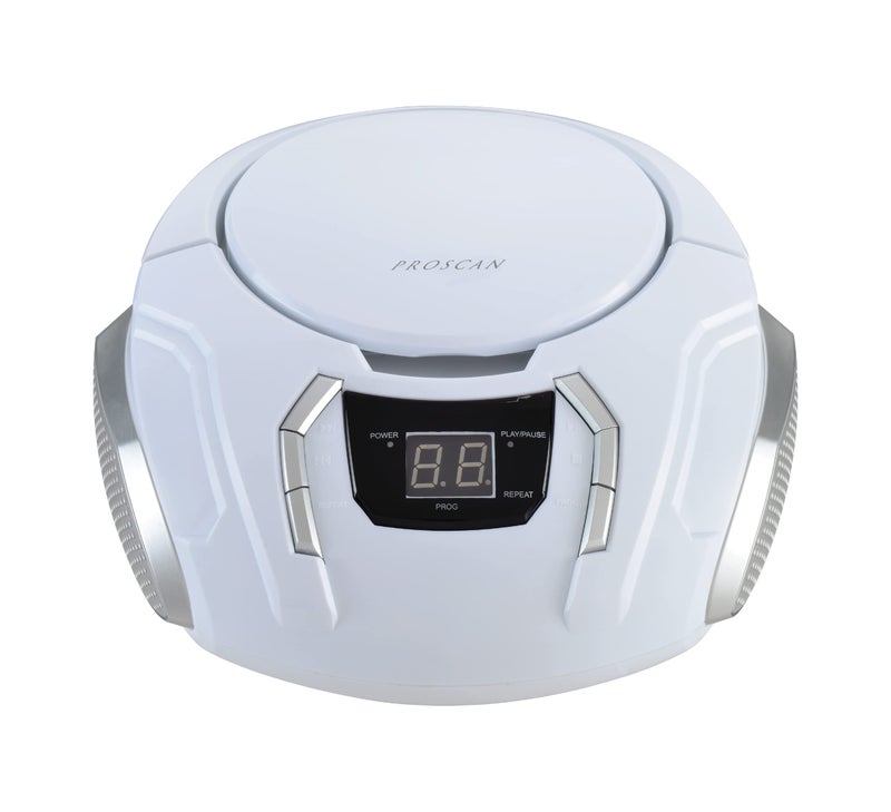 CURTIS Proscan Elite Portable CD Boombox with AM/FM Radio - White - Image 2