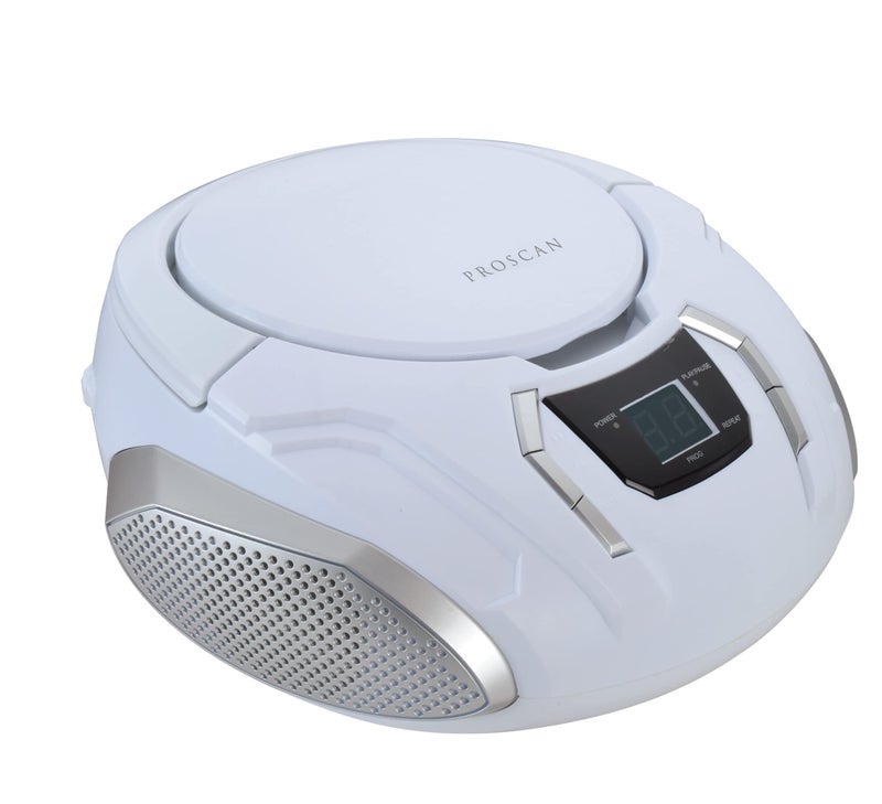 CURTIS Proscan Elite Portable CD Boombox with AM/FM Radio - White - Image 1
