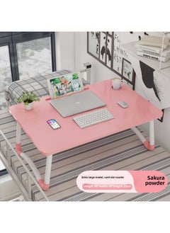 Sick Bed Dining Table Elderly Pregnant Women's Bed Small Dining Table Dormitory Upper Bed Foldable Movable Household-Color:Huge W Square Pink [80x50 Cup Slot] Height 28-l69