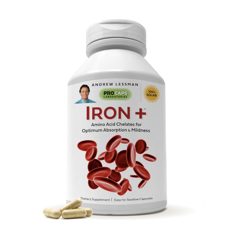 Iron Plus 90 Capsules 18mg Iron 100 Pure Amino Acid Chelated Iron Glycinate Aspartate Plus Vitamin C for Increased Absorption Small Easy to Swallow Capsules No Additives