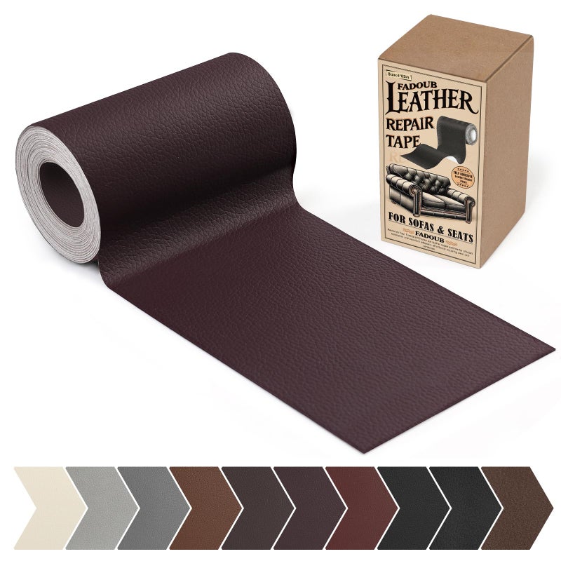 Fadoub Leather Repair Patch 4 x 63In Self Adhesive Leather Repair Tape for Furniture Vinyl Repair Tape for Repairing Vinyl Couch Sofa Car Seats Car Interior Coffee Brown - Image 3