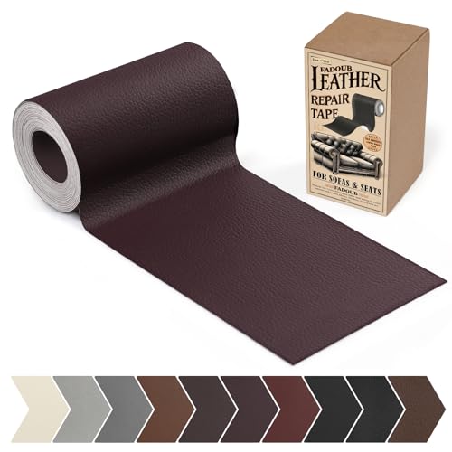 Fadoub Leather Repair Patch 4 x 63In Self Adhesive Leather Repair Tape for Furniture Vinyl Repair Tape for Repairing Vinyl Couch Sofa Car Seats Car Interior Coffee Brown - Image 1