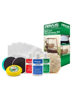 NOVUS Plastic Polish | Golf Cart Maintenance/Polish Kit | Includes Novus Plastic Polish #3#2#1-2 Ounces Each, 2 Buffing Pads, Backing Drill Attachment, 3" Wool Pad, 3 Polish Mates  - Image 1