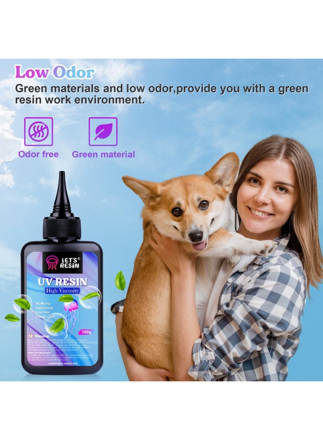 LET'S RESIN راتنج UV، 200 جرام، مجموعة راتنج UV عالية اللزوجة واضحة وكثيفة، تجفيف سريع وانكماش منخفض، راتنج إبوكسي للأشغال اليدوية، التغطية، التشكيل - Image 3