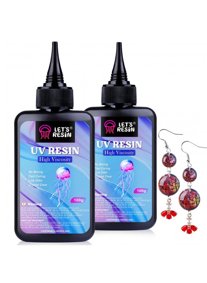 LET'S RESIN راتنج UV، 200 جرام، مجموعة راتنج UV عالية اللزوجة واضحة وكثيفة، تجفيف سريع وانكماش منخفض، راتنج إبوكسي للأشغال اليدوية، التغطية، التشكيل - Image 1