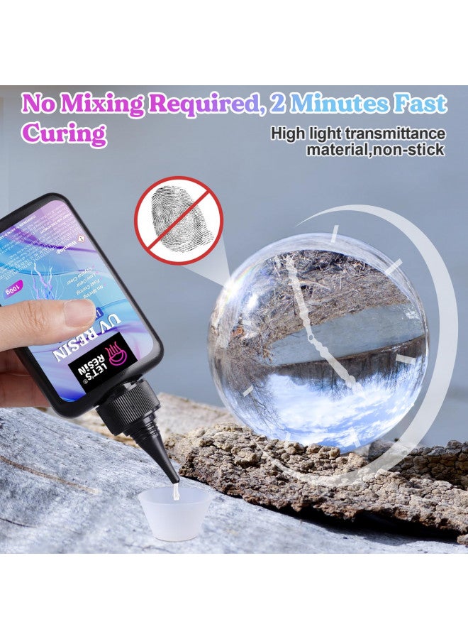 LET'S RESIN راتنج UV، 200 جرام، مجموعة راتنج UV عالية اللزوجة واضحة وكثيفة، تجفيف سريع وانكماش منخفض، راتنج إبوكسي للأشغال اليدوية، التغطية، التشكيل - Image 2