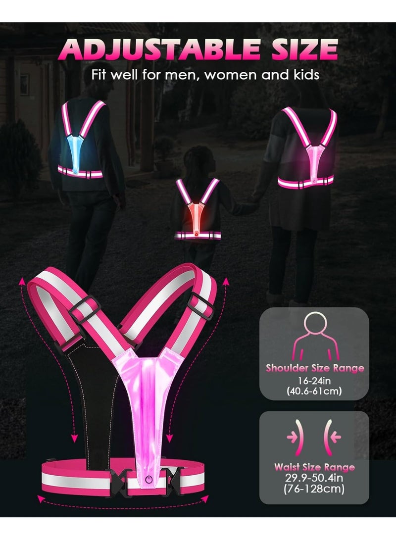VKL LED Reflective Vest Running Gear, 5 Lights Colors High Visibility Reflective Running Gear Rechargeable Light Up Running Vest for Walking Running Cycling, Adjustable for Men Women Kids - Image 5