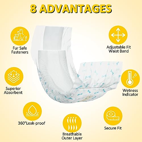 Dono Disposable Dog Diapers Male Dog Wraps Super Absorbent Soft Diapers for Male Dogs,with Wetness Indicator,40pcs,M (18"-25") - Image 2