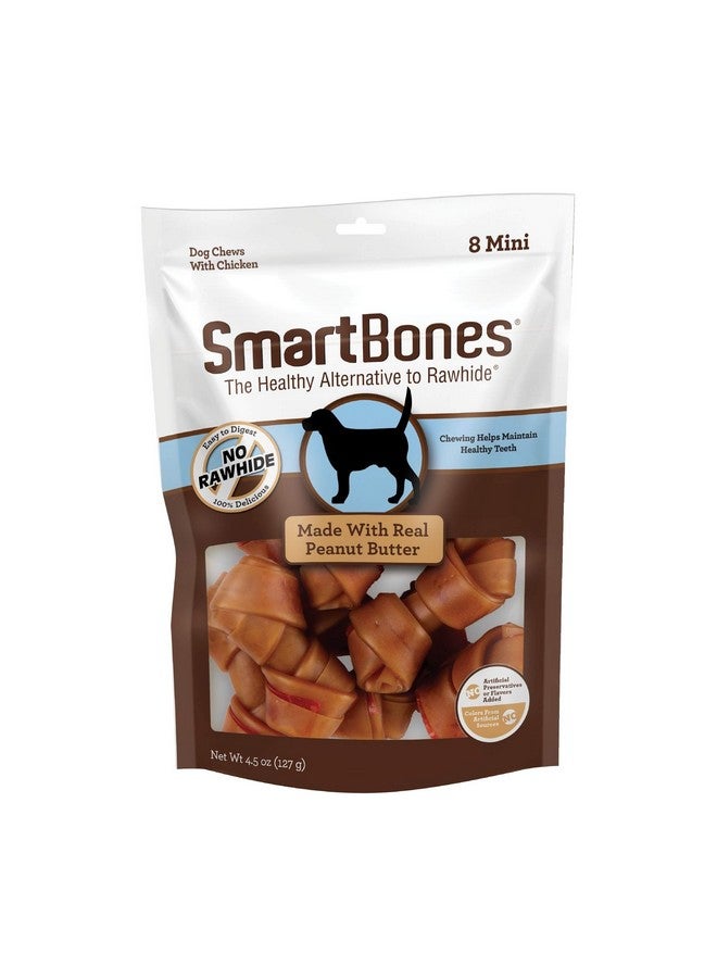 SmartBones with Peanut Butter Mini Chews 8 Count, Rawhide-Free Chews for Dogs, No Artificial Preservatives or Flavors Added - Image 1