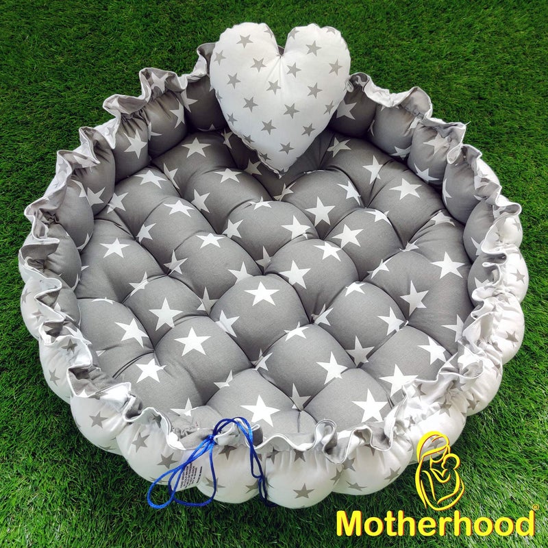 MOTHERHOOD MOTHERHOOD Round Baby Tub Bed HeartShaped Pillow Luxury Mattress Bed Sleeper Bedding Set coSleeper Safe Cotton Fabric with RFilled UltraSoft Comfortable for Newborn to Toddlers Gray - Image 5