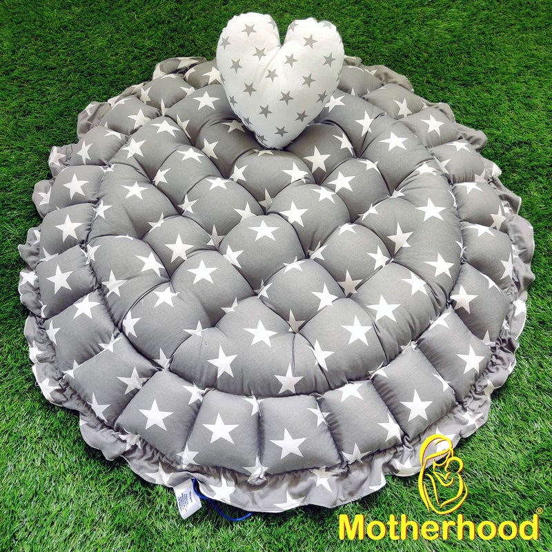MOTHERHOOD MOTHERHOOD Round Baby Tub Bed HeartShaped Pillow Luxury Mattress Bed Sleeper Bedding Set coSleeper Safe Cotton Fabric with RFilled UltraSoft Comfortable for Newborn to Toddlers Gray - Image 4