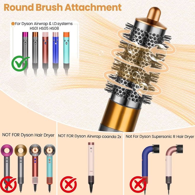 PUREGUST Round Brush Attachment for Dyson Air wrap Oval Round Volumizing Brush for Dyson Airwrap Accessories, Gold - Image 2