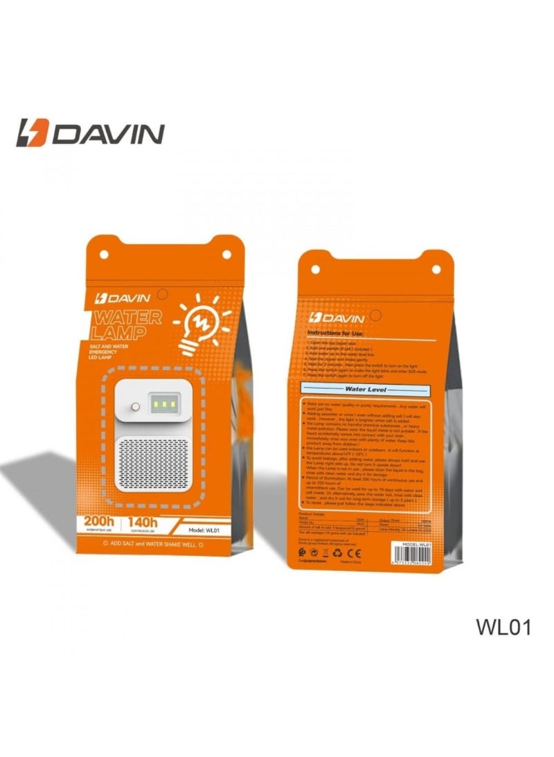 Davin Portable LED Emergency Light with Water and Salt Battery, Ideal for Camping and Outdoor Survival - Image 2