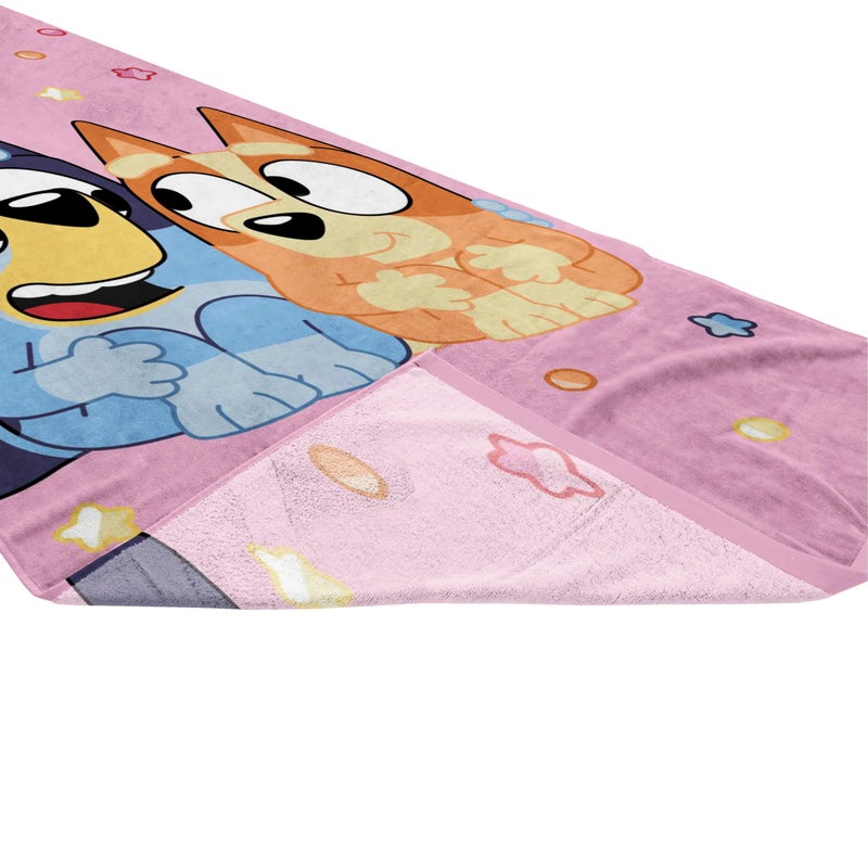 Jay Franco Bluey & Bingo Beach Towel - Pink Kids Super Soft & Absorbent 100% Cotton Towel for Bath and Pool, Measures 28 x 59 - Image 5