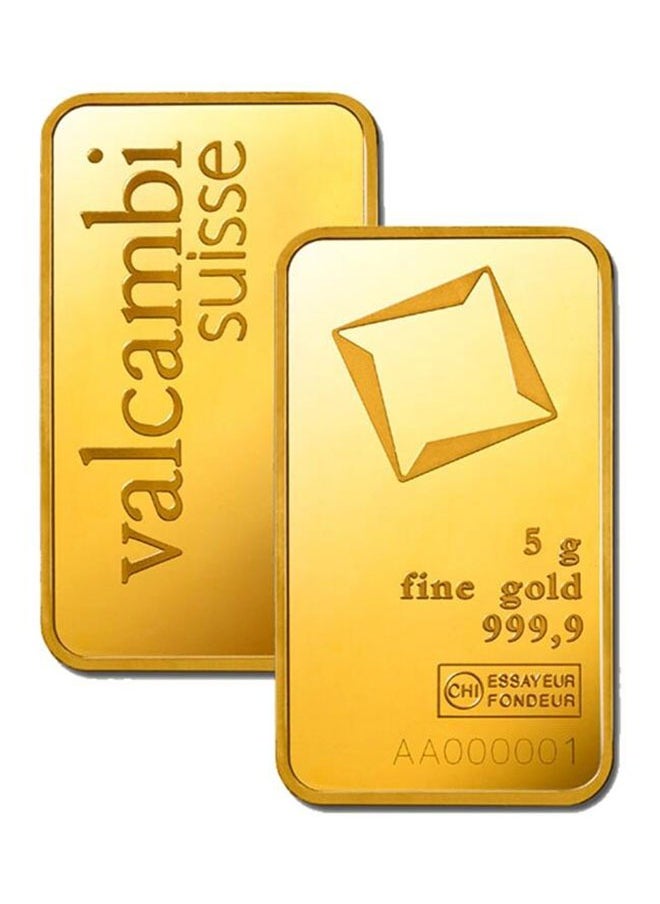 valcambi - Valcambi Suisse 5g Pure 999.9 Fine Gold Bar 24KT - 5 Grams - Image 1