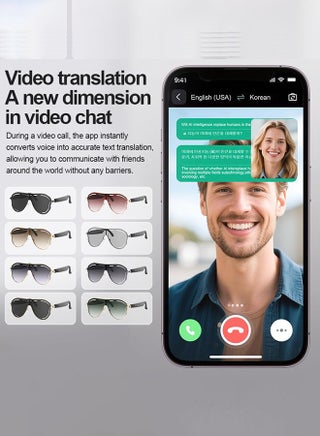 نظارات ذكية للترجمة بالذكاء الاصطناعي - مترجم صوتي فوري لأكثر من ١٠٠ لغة | نظارات شمسية مزودة بتقنية بلوتوث ٦.٠ مع تحكم باللمس للسفر والأعمال وتعلم اللغات - view 3