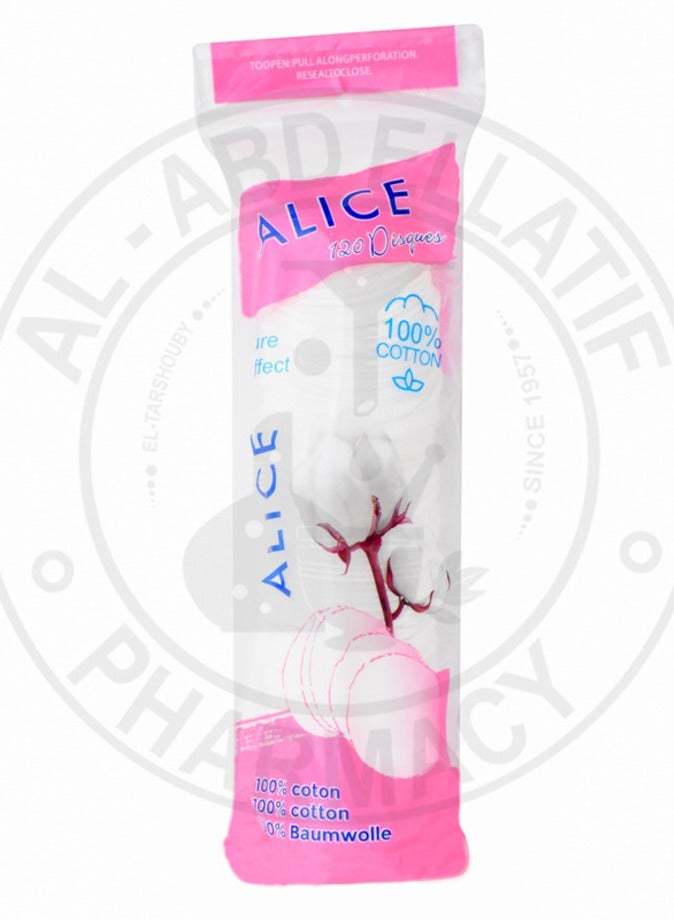 أليس دوائر قطنية ناعمه لازالة الميك أب 120 قطعة