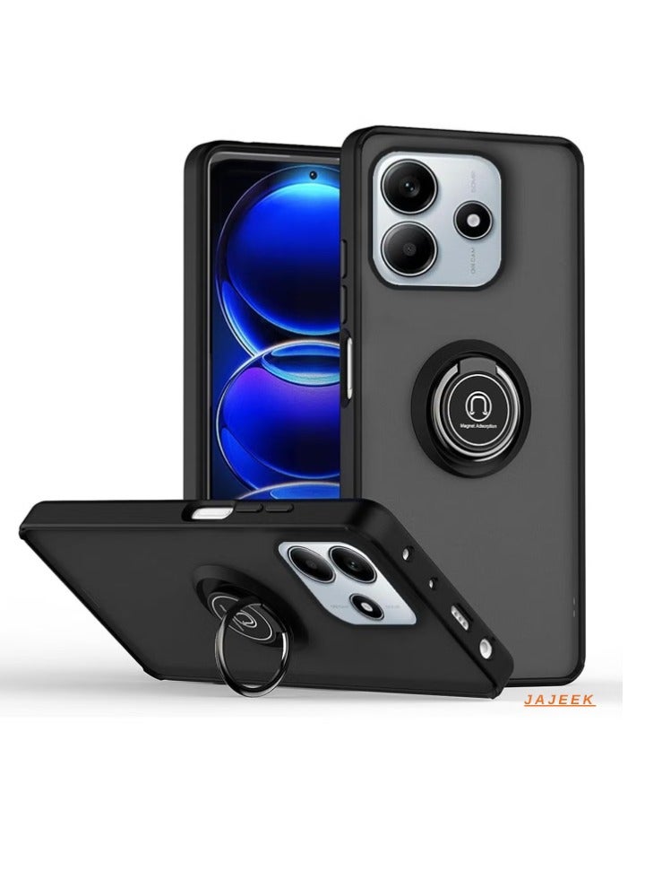 JAJEEK Xiaomi Redmi Note 14 5G Case – Shockproof TPU Bumper with Magnetic Car Mount Holder, Rotational Metal Ring Grip Kickstand, Full Protection for Redmi Note 14 5G - Image 1