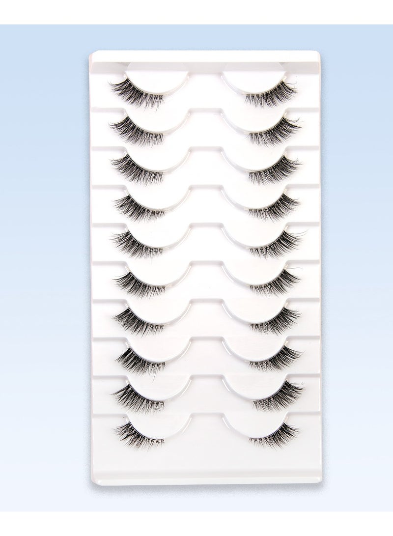 Generic 10 Pairs False Lashes, Crisscross Multi-layers False Eyelashes, Natural Look Cat Eye Half Lashes Wispy Fluffy Faux Mink  - Image 5