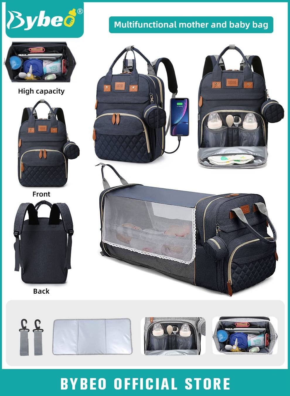 Bybeo Baby Diaper Bag Backpack