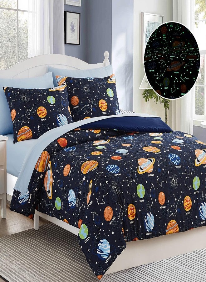 Wink Deer Twin Comforter Set for Boys-5 Pieces Space Glow in The Dark Twin Bedding Sets for Kids, Ultra Soft Bed in A Bag with Sheets - Image 4
