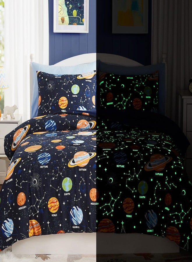 Wink Deer Twin Comforter Set for Boys-5 Pieces Space Glow in The Dark Twin Bedding Sets for Kids, Ultra Soft Bed in A Bag with Sheets - Image 2