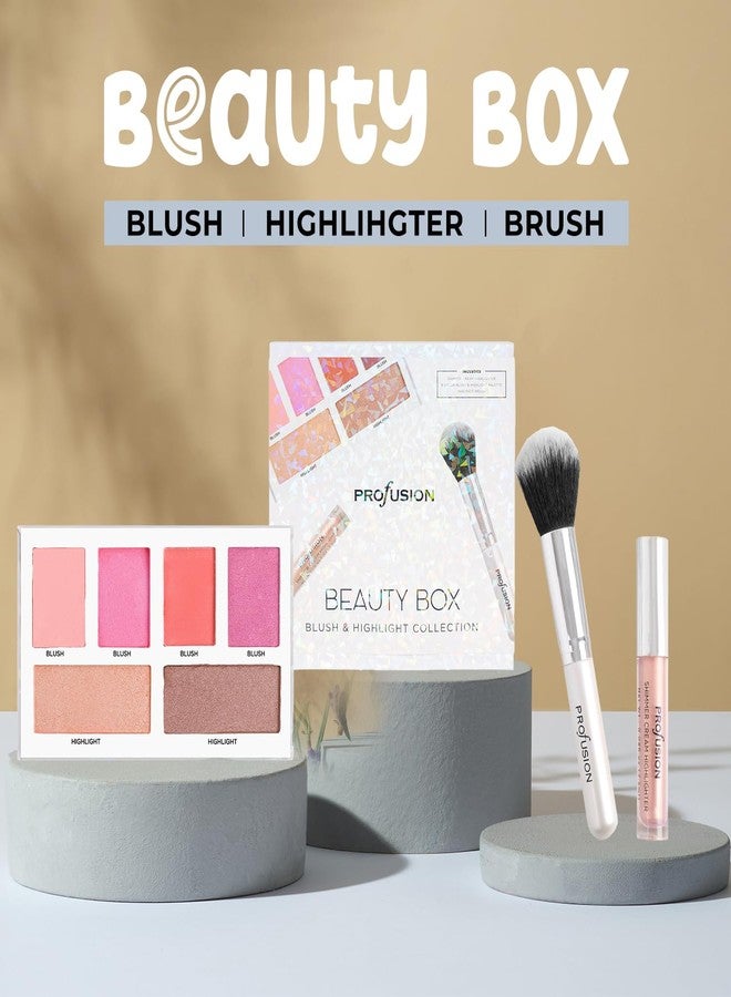 Profusion Cosmetics Beauty Box 6 Shades Makeup Set - Four Versatile Blushes & Two Radiant Highlighters with Liquid Illuminator and Face Brush Set, Vegan & Cruelty-Free Kit - Image 5
