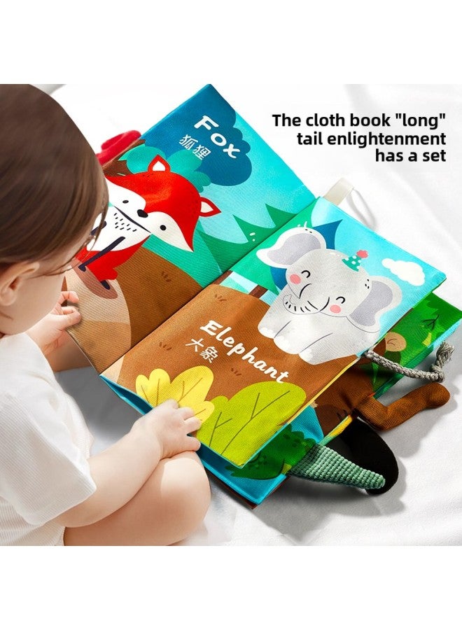 Jungle Tail Cloth Book Baby Can Bite 6 Months Old 8 Baby Cloth Hand Tear Books Early Education 9 Tear Not To Rip 7-Colour:English 4 Pages 8 Sides Farm Animals  - Image 2