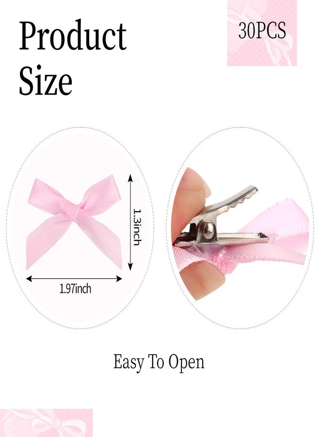 CAVETEE Bow Hair Clips for Girls, Small Cute Mini Hair Bows Kawaii Braiding Barrettes Women and Girls' Ribbon Bowknots Hair Accessories (Black Pink White) - Image 4